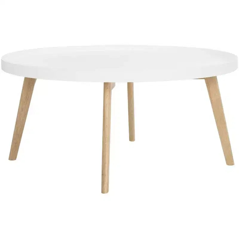 Table basse ronde Sage - Blanc/Chêne - Safavieh