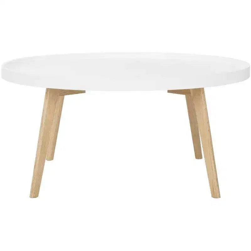 Table basse ronde Sage - Blanc/Chêne - Safavieh