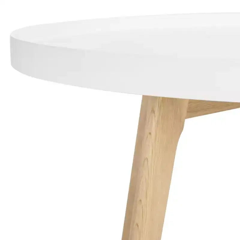 Table basse ronde Sage - Blanc/Chêne - Safavieh