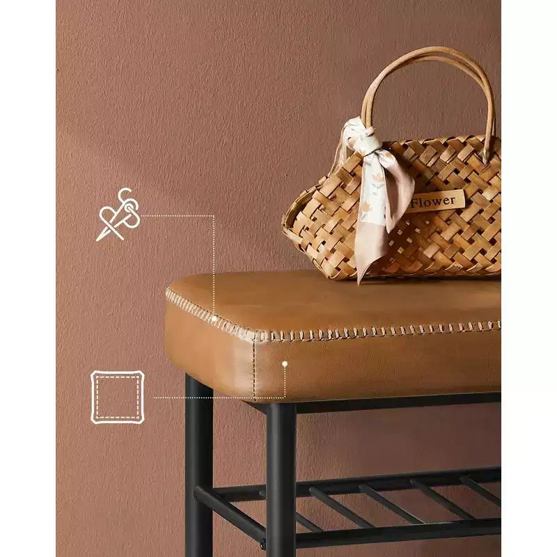 VASAGLE Collection EKHO - Banc à chaussures, Banc de rangement, Banc porte-chaussures pour entrée, Similicuir avec surpiqûres