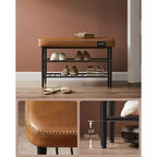 VASAGLE Collection EKHO - Banc à chaussures, Banc de rangement, Banc porte-chaussures pour entrée, Similicuir avec surpiqûres