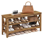 VASAGLE, Entryway Storage Bench, 2-Tier Shoe Rack, 11.8 x 39.4 x 18.9 Inches, Holds up to 600 lb, Farmhouse Style