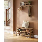 VASAGLE, Banc de Rangement d'Entrée, Étagère à Chaussures à 2 Niveaux, 30 x 100 x 48 cm, Supporte jusqu'à 272 kg, Style Ferme