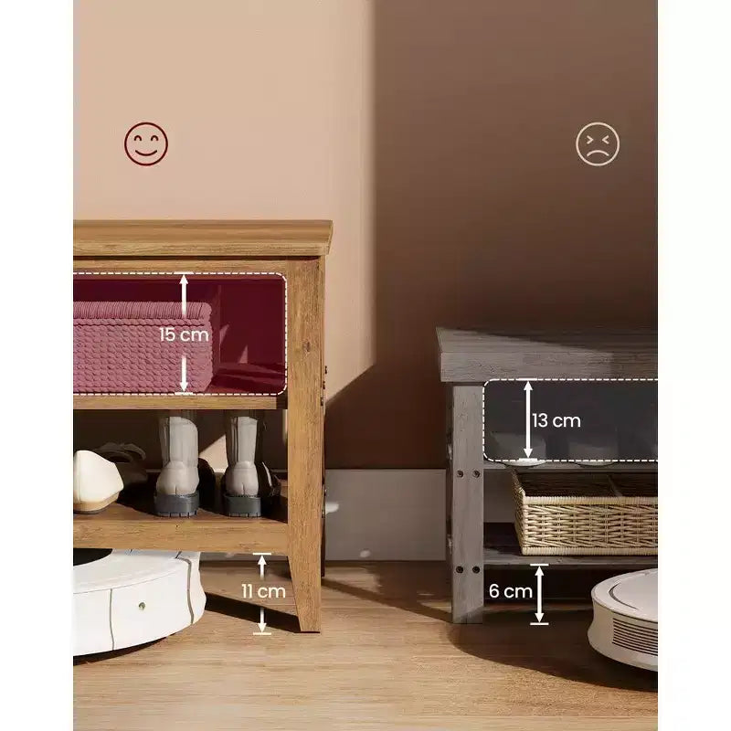 VASAGLE, Banc de Rangement d'Entrée, Étagère à Chaussures à 2 Niveaux, 30 x 100 x 48 cm, Supporte jusqu'à 272 kg, Style Ferme