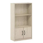 Furinno Étagère décorative 3 niveaux Bibliothèque ouverte Étagère de présentation avec 2 casiers et 2 portes Meuble de rangement, Pin métropolitain