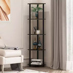 Furinno 2 PCS 5-Tier Decorative Bookshelf Open Multipurpose Shelves Corner Display Rack,Espresso/Black