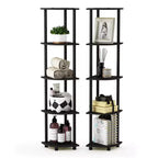 Furinno 2 PCS Étagère décorative à 5 niveaux Étagères ouvertes polyvalentes Meuble d'angle, Expresso/Noir