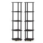 Furinno 2 PCS Étagère décorative à 5 niveaux Étagères ouvertes polyvalentes Meuble d'angle, Expresso/Noir