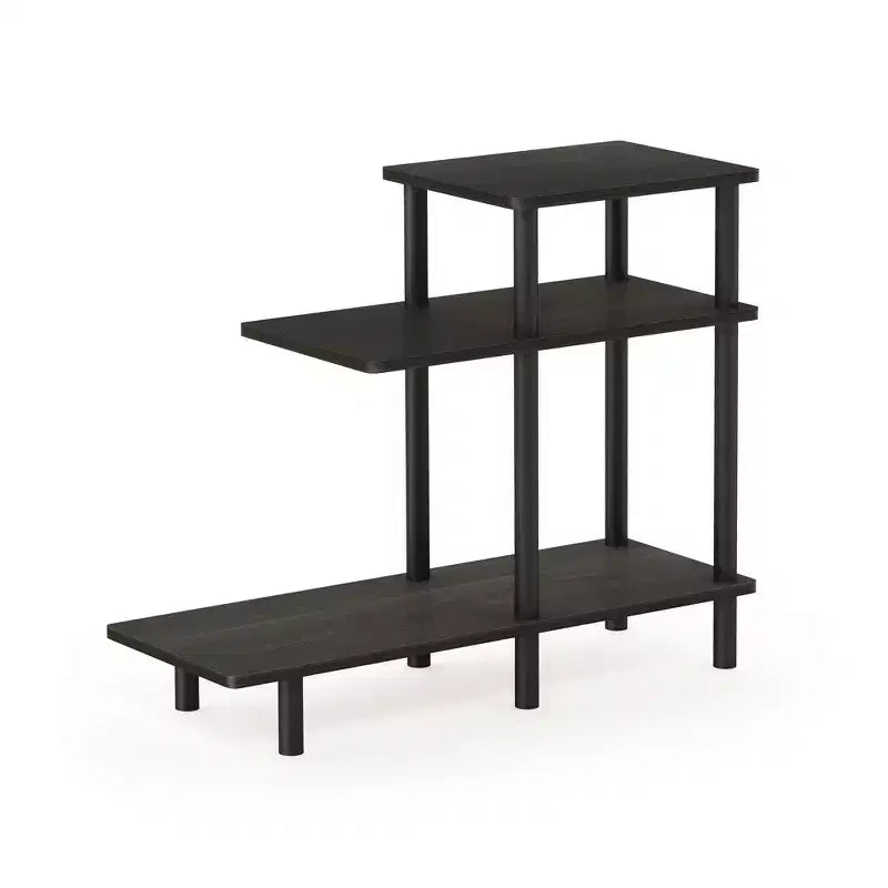 Furinno Table d'appoint réversible à 3 niveaux pour canapé avec étagères de rangement ouvertes, Espresso