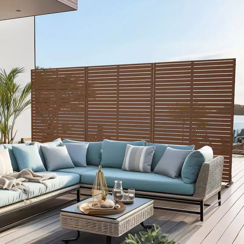 Dovelina 72H x 47W Panneau de clôture décoratif extérieur autoportant en métal pour l'intimité