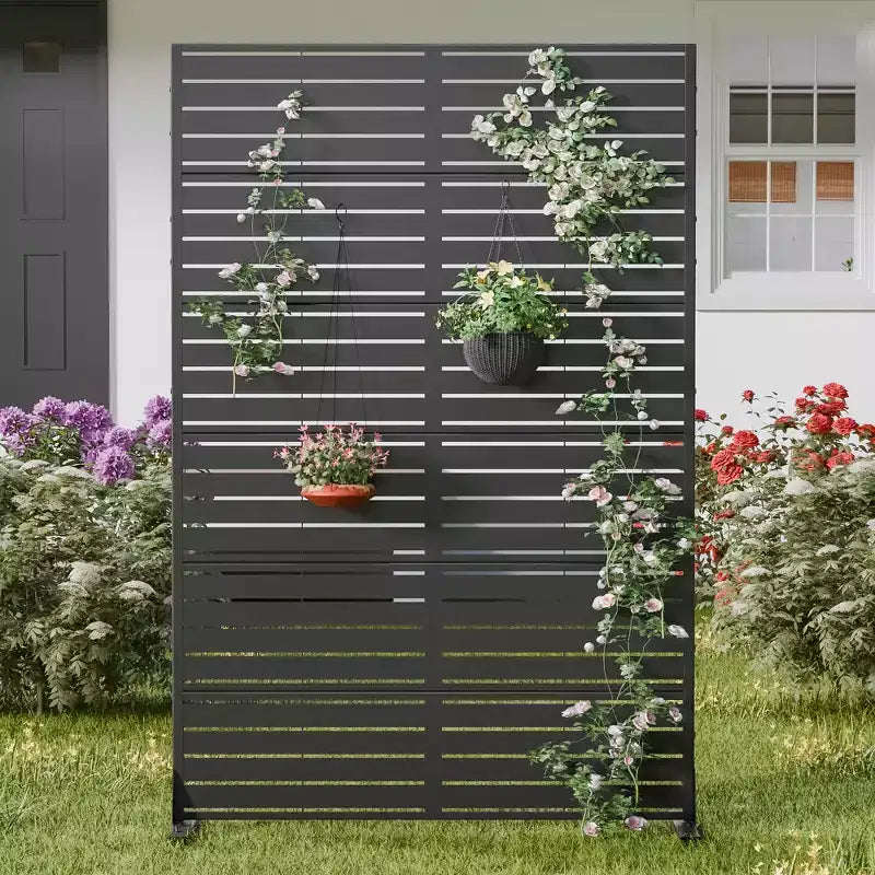 Dovelina 72H x 47W Panneau de clôture décoratif extérieur autoportant en métal pour l'intimité