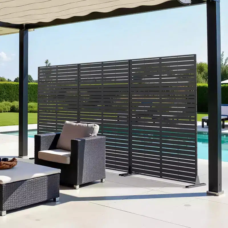 Dovelina 72H x 47W Panneau de clôture décoratif extérieur autoportant en métal pour l'intimité