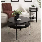 Table basse ronde Urso Kate and Laurel, 26x25x18, noire