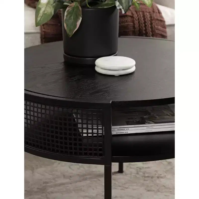 Table basse ronde Urso Kate and Laurel, 26x25x18, noire