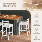 Tabourets de bar en bois Costway de 24 pouces, lot de 2, avec dossier ergonomique, hauteur de comptoir, noir/blanc