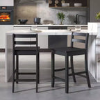 Tabourets de bar en bois Costway de 24 pouces, lot de 2, avec dossier ergonomique, hauteur de comptoir, noir/blanc