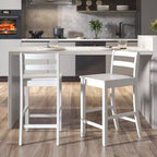 Tabourets de bar en bois Costway de 24 pouces, lot de 2, avec dossier ergonomique, hauteur de comptoir, noir/blanc
