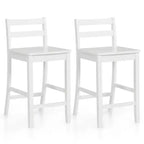 Tabourets de bar en bois Costway de 24 pouces, lot de 2, avec dossier ergonomique, hauteur de comptoir, noir/blanc