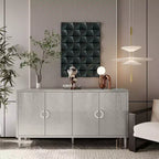 Buffet élégant à 4 portes avec 5 pieds en pin, meuble de rangement avec 4 poignées en métal 4M - ModernLuxe