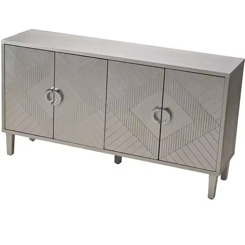 Buffet élégant à 4 portes avec 5 pieds en pin, meuble de rangement avec 4 poignées en métal 4M - ModernLuxe