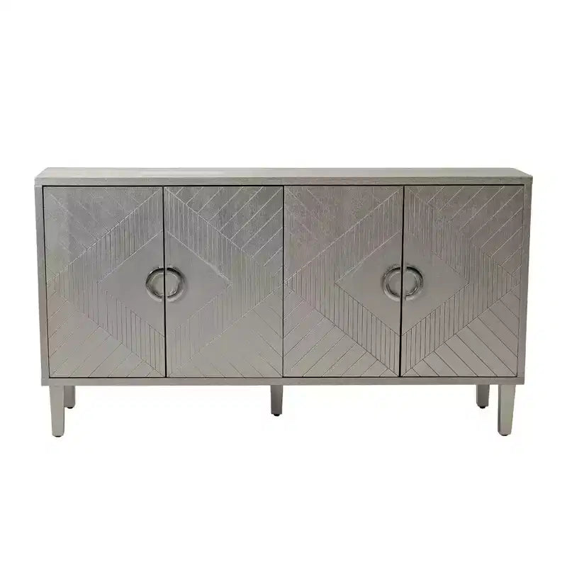 Buffet élégant à 4 portes avec 5 pieds en pin, meuble de rangement avec 4 poignées en métal 4M - ModernLuxe