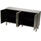 Buffet élégant à 4 portes avec 5 pieds en pin, meuble de rangement avec 4 poignées en métal 4M - ModernLuxe