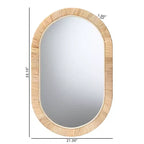 Miroir Ovale bali & pari Bella Bohème Moderne en Bois d'Acajou Marron Naturel et Rotin Naturel