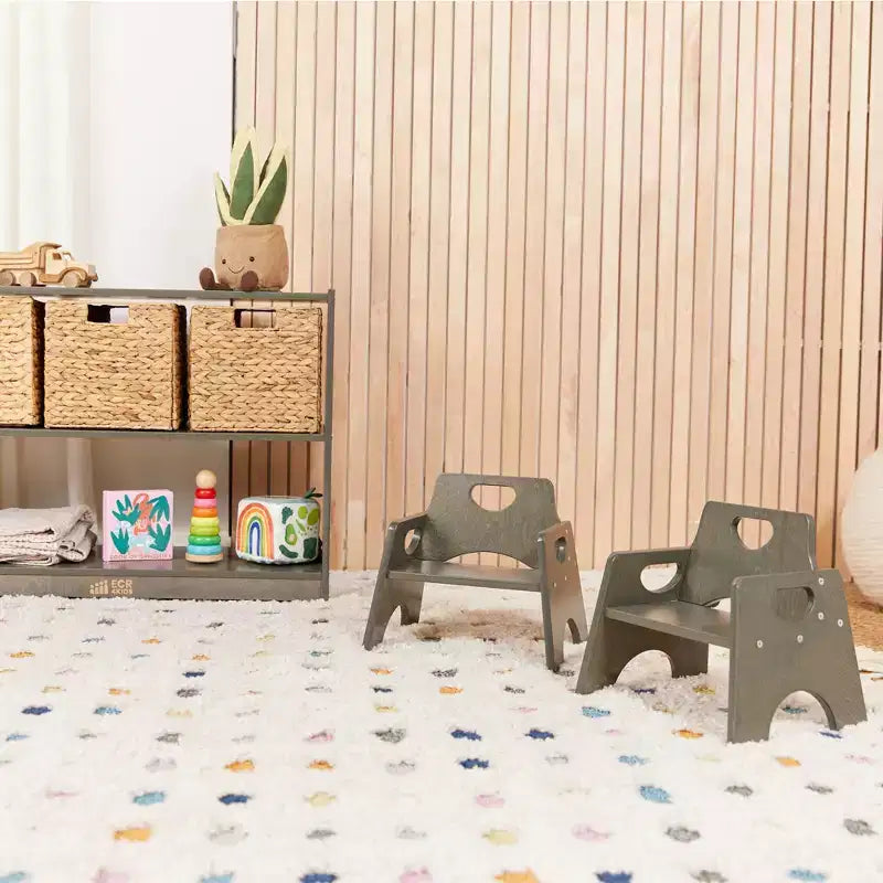 Lot de 2 chaises empilables en bois pour tout-petits 6 po