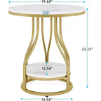 Table d'appoint ronde moderne Lantine, table d'extrémité à 2 niveaux avec rangement pour canapé, table d'appoint avec cadre en métal pour salon