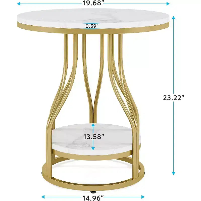 Table d'appoint ronde moderne Lantine, table d'extrémité à 2 niveaux avec rangement pour canapé, table d'appoint avec cadre en métal pour salon