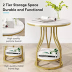 Table d'appoint ronde moderne Lantine, table d'extrémité à 2 niveaux avec rangement pour canapé, table d'appoint avec cadre en métal pour salon