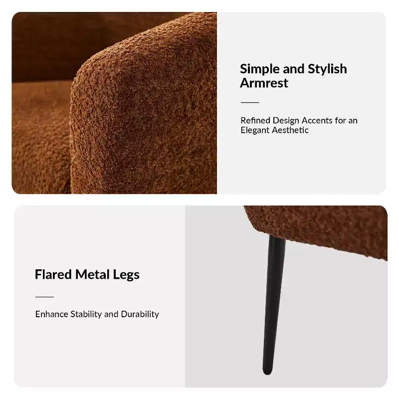 Fauteuil Guy Modern Boucle avec pied en métal ART OF LIVING DESIGNS
