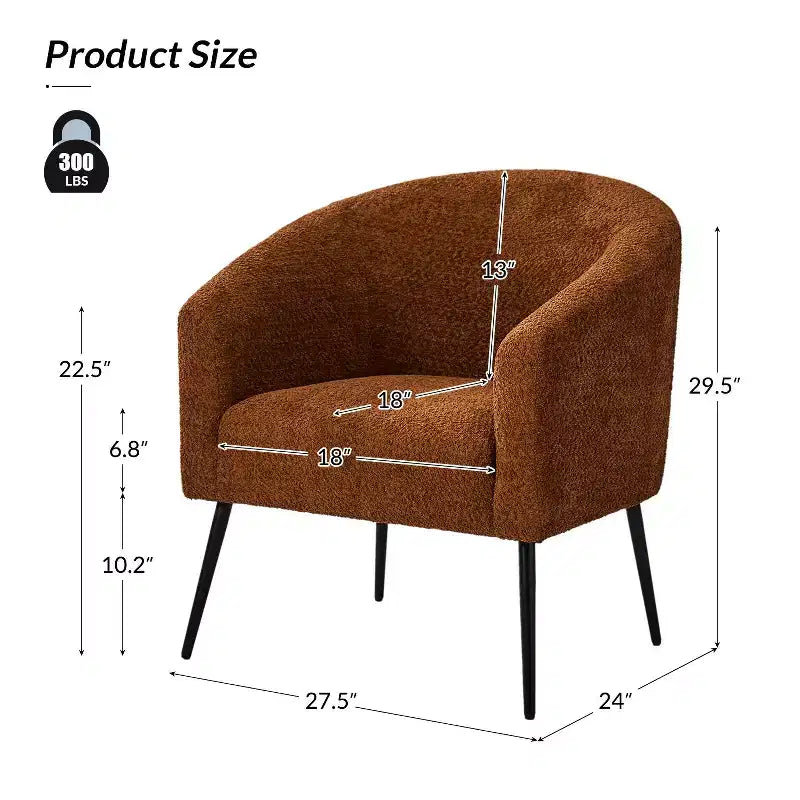 Fauteuil Guy Modern Boucle avec pied en métal ART OF LIVING DESIGNS