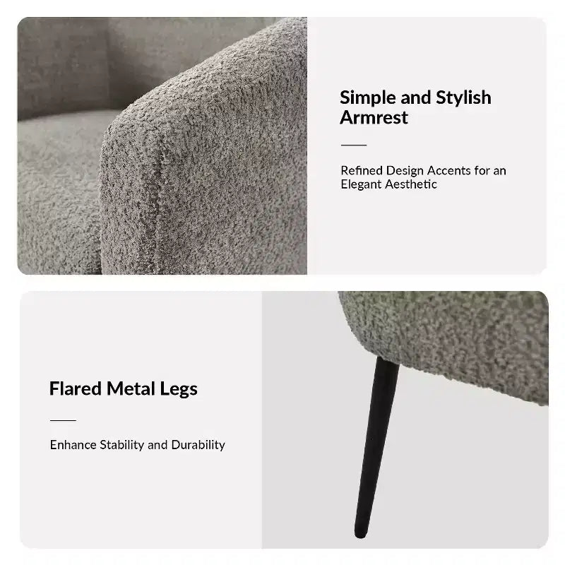 Fauteuil Guy Modern Boucle avec pied en métal ART OF LIVING DESIGNS