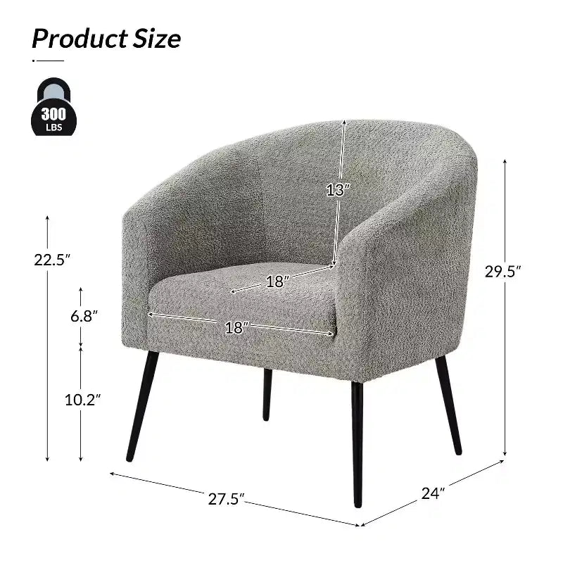 Fauteuil Guy Modern Boucle avec pied en métal ART OF LIVING DESIGNS