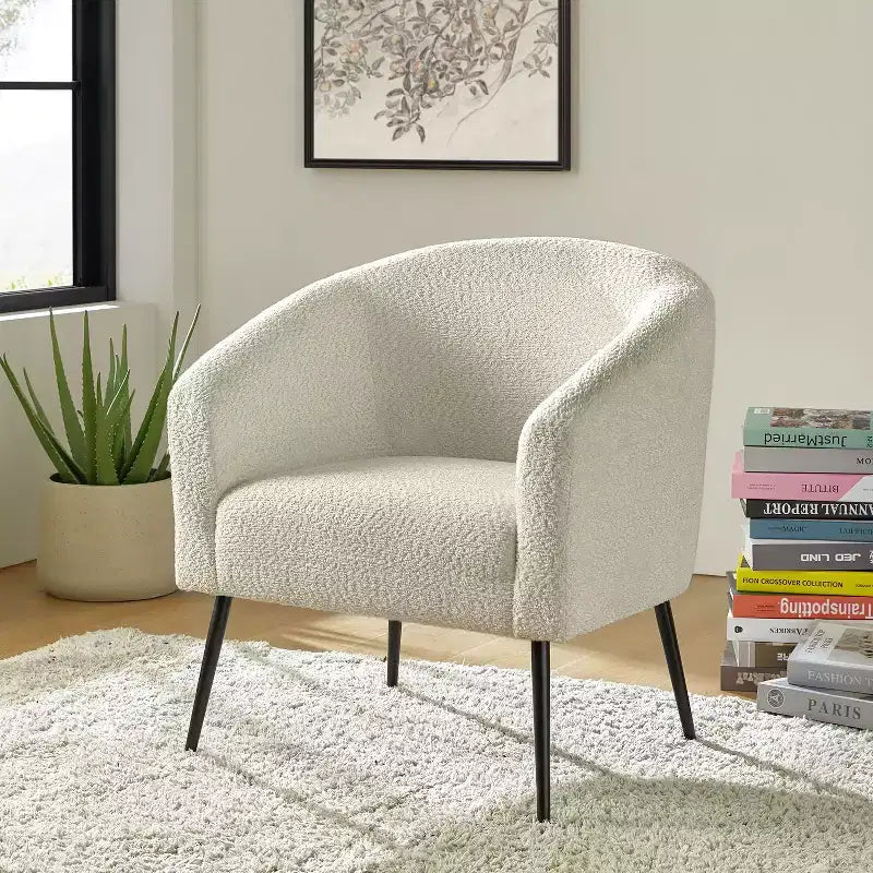 Fauteuil Guy Modern Boucle avec pied en métal ART OF LIVING DESIGNS