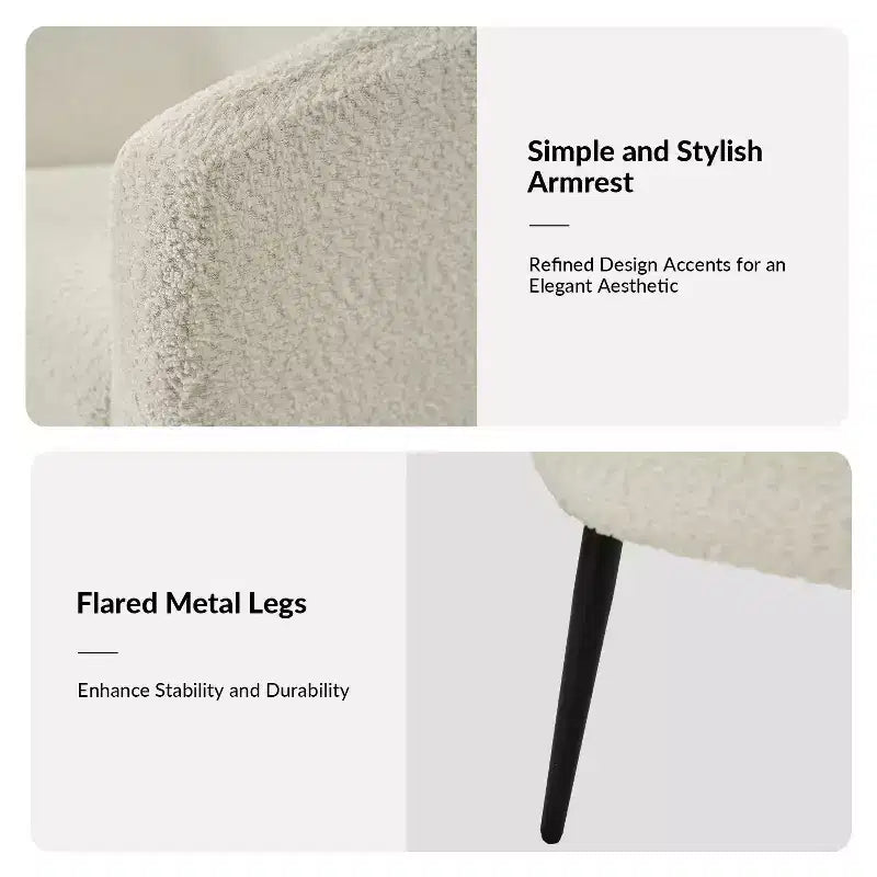 Fauteuil Guy Modern Boucle avec pied en métal ART OF LIVING DESIGNS