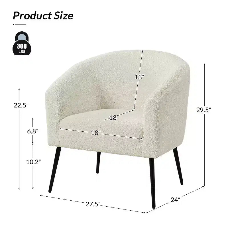 Fauteuil Guy Modern Boucle avec pied en métal ART OF LIVING DESIGNS
