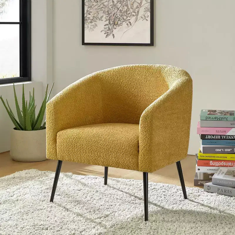 Fauteuil Guy Modern Boucle avec pied en métal ART OF LIVING DESIGNS