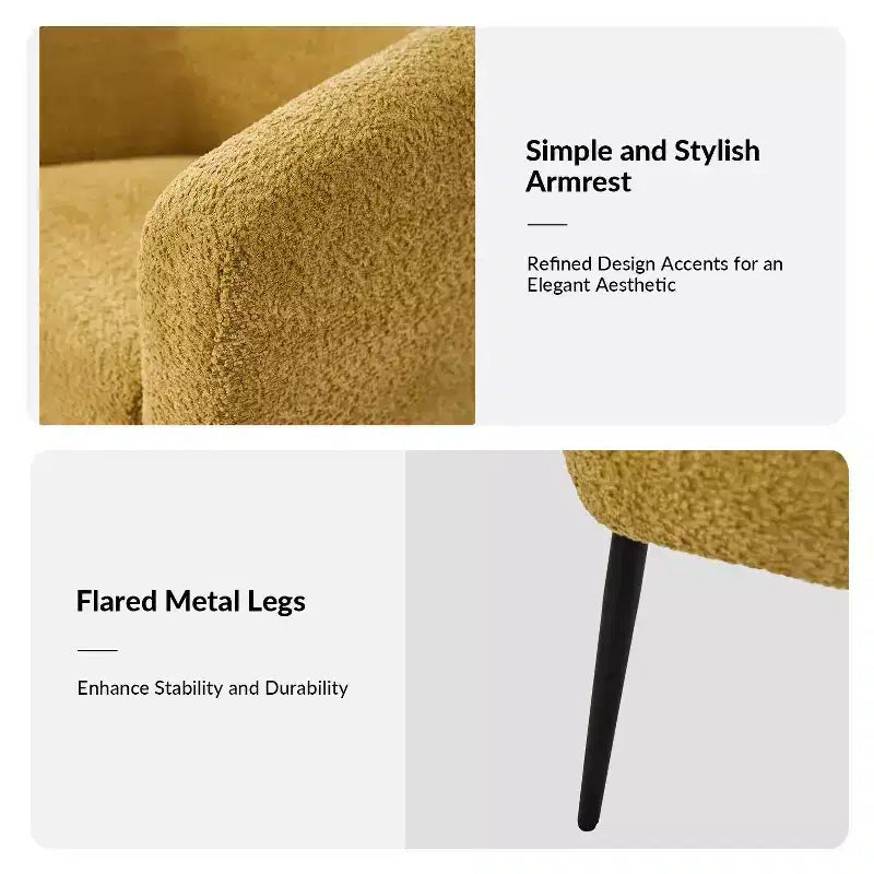 Fauteuil Guy Modern Boucle avec pied en métal ART OF LIVING DESIGNS