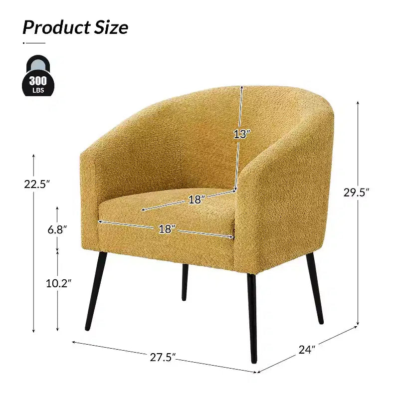 Fauteuil Guy Modern Boucle avec pied en métal ART OF LIVING DESIGNS