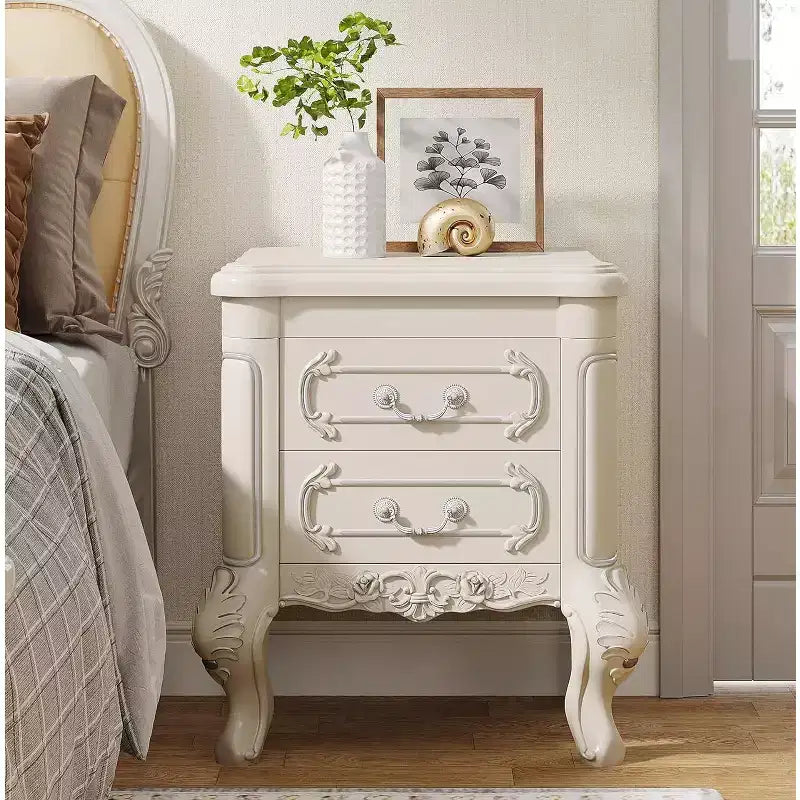 Tribesigns Table de chevet 65 cm, Table de nuit en bois avec motif sculpté