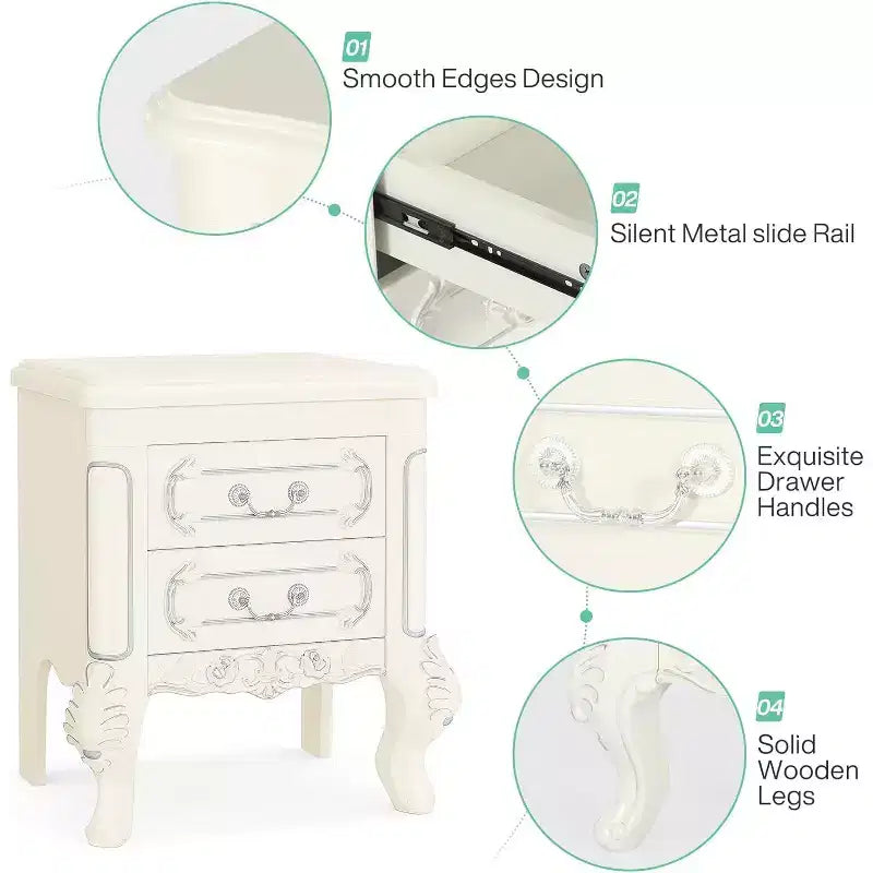 Tribesigns Table de chevet 65 cm, Table de nuit en bois avec motif sculpté