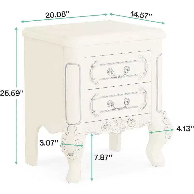 Tribesigns Table de chevet 65 cm, Table de nuit en bois avec motif sculpté