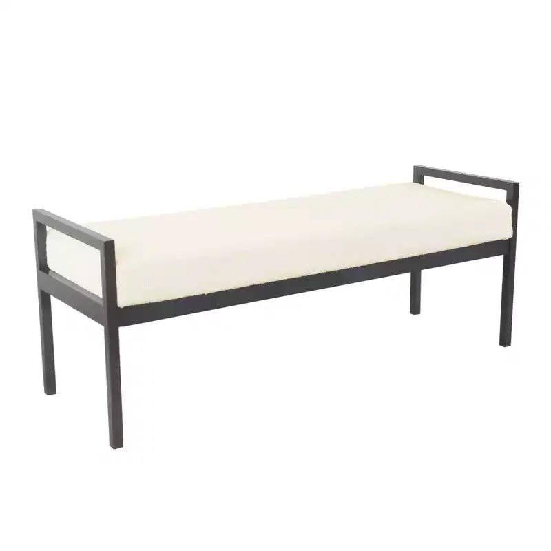 Banc en Fausse Peau de Mouton et Métal Moderne - HomePop