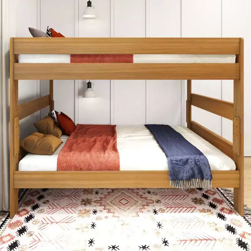 Lit superposé Max & Lily, cadre de lit superposé Queen-sur-Queen pour enfants, lit superposé en bois massif pour enfants, pas besoin de sommier tapissier