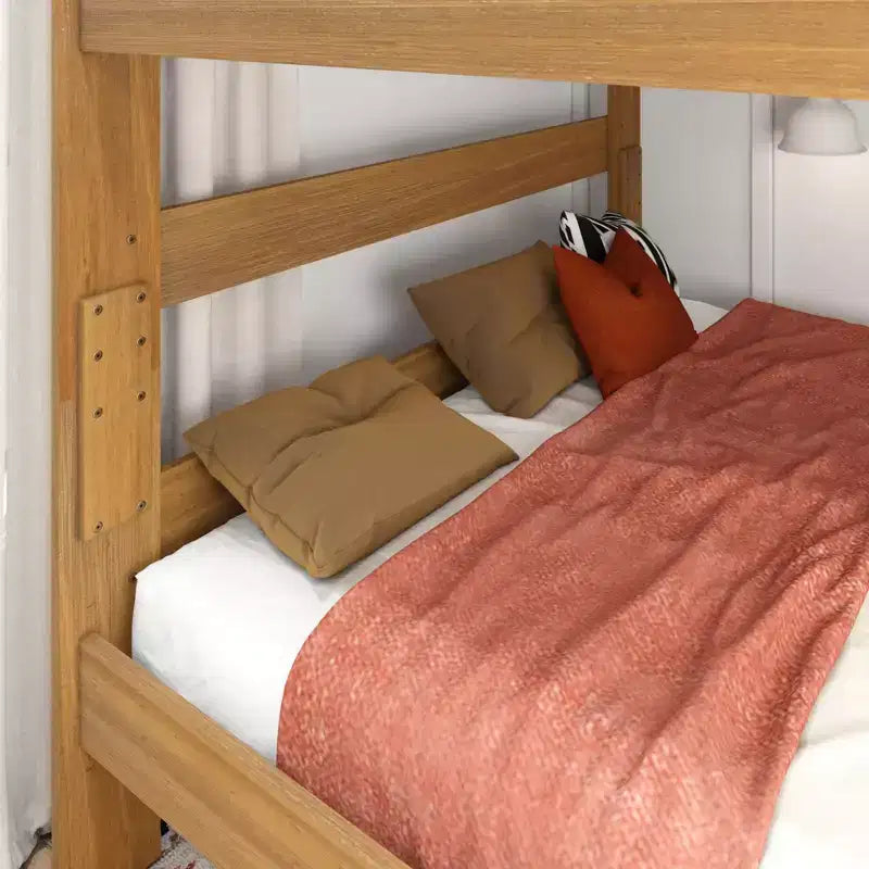 Lit superposé Max & Lily, cadre de lit superposé Queen-sur-Queen pour enfants, lit superposé en bois massif pour enfants, pas besoin de sommier tapissier
