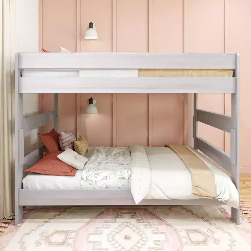 Lit superposé Max & Lily, cadre de lit superposé Queen-sur-Queen pour enfants, lit superposé en bois massif pour enfants, pas besoin de sommier tapissier
