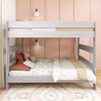 Lit superposé Max & Lily, cadre de lit superposé Queen-sur-Queen pour enfants, lit superposé en bois massif pour enfants, pas besoin de sommier tapissier