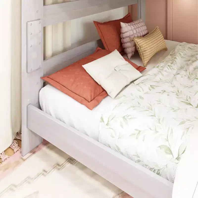 Lit superposé Max & Lily, cadre de lit superposé Queen-sur-Queen pour enfants, lit superposé en bois massif pour enfants, pas besoin de sommier tapissier